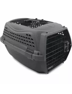 Gaiola de transporte para animais de estimação MPETS 62 x 53 x 58 cm Branco Branco/Preto Plástico | Tienda24 Tienda24.eu