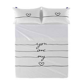 Drap HappyFriday Blanc My Love Multicouleur 180 x 270 cm de HappyFriday, Draps et taies d'oreiller - Réf : D1612055, Prix : 2...