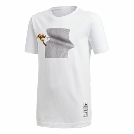 Maglia a Maniche Corte per Bambini Adidas Iron Man Graphic Bianco | Tienda24 - Global Online Shop Tienda24.eu