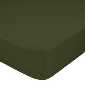 Fitted sheet HappyFriday BASIC Dark green 90 x 200 x 32 cm by HappyFriday, Sheets and pillowcases - Ref: D1612528, Price: 18,...