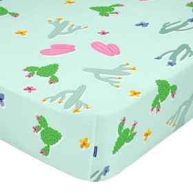 Fitted sheet HappyFriday MOSHI MOSHI Multicolour Light Green 60 x 120 x 14 cm Cactus by HappyFriday, Sheets and pillowcases -...