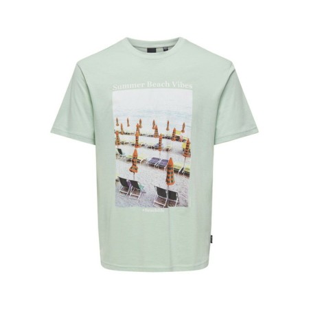 T-shirt à manches courtes homme Only & Sons Onskolton Reg Beach Surf Vert de Only & Sons, T-shirts de sport - Réf : S64123820...