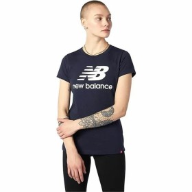 Camiseta de Manga Corta Mujer New Balance Essentials Stacked Logo Azul (L) de New Balance, Mujer - Ref: S64127786, Precio: 0,...