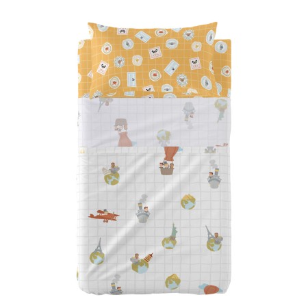 Set di Lenzuola HappyFriday Mr Fox World Trip Multicolore Culla Neonato 2 Pezzi di HappyFriday, Biancheria da letto per culle...