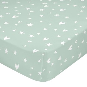 Fitted sheet HappyFriday Fairy dust Green Multicolour 70 x 140 x 14 cm by HappyFriday, Sheets and pillowcases - Ref: D1613350...