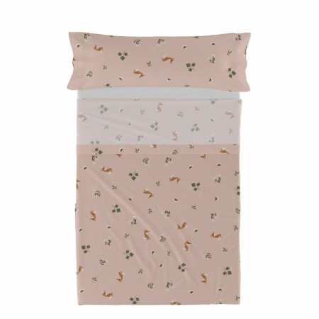 Conjunto de Lençóis HappyFriday HF Mini Fox Forest Multicolor Solteiro 2 Peças de HappyFriday, Lençóis e capas de almofadas -...