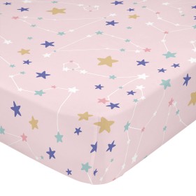 Sábana Bajera HappyFriday MINI Multicolor Rosa 60 x 120 x 14 cm Estrellas de HappyFriday, Sábanas y fundas de almohada - Ref:...