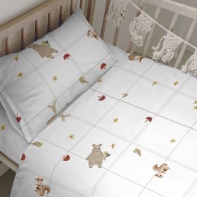 Duvet cover set HappyFriday Mini Woods animals Multicolour Baby Crib 2 Pieces by HappyFriday, Quilts and quilt covers - Ref: ...