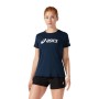 Camisola de Manga Curta Mulher Asics Core Azul Marinho | Tienda24 - Global Online Shop Tienda24.eu