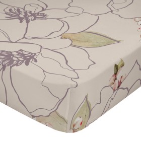 Fitted sheet HappyFriday White peonies Multicolour 105 x 200 x 32 cm by HappyFriday, Sheets and pillowcases - Ref: D1613775, ...