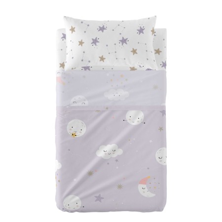 Jeu de draps HappyFriday Moshi Moshi Moons Multicouleur Lit de bébé 2 Pièces de HappyFriday, Draps et taies d'oreiller - Réf ...