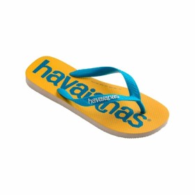 Badelatschen für Frauen Havaianas Top Logomania Blau Gelb von Havaianas, Zehentrenner - Ref: S6466726, Preis: 18,30 €, Rabatt: %