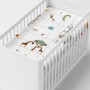 Fitted sheet HappyFriday MINI White Multicolour 60 x 120 x 14 cm animals by HappyFriday, Sheets and pillowcases - Ref: D16139...