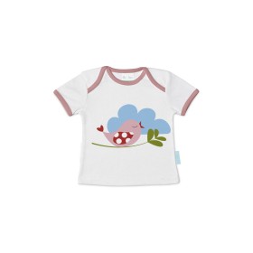 Maglia a Maniche Corte per Bambini HappyFriday Mr Fox Little Birds Multicolore 3-6 Mesi di HappyFriday, Parti superiori - Rif...