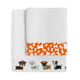 Ensemble de serviettes de toilette HappyFriday Mr Fox Dogs Multicouleur 2 Pièces de HappyFriday, Serviettes de bain - Réf : D...