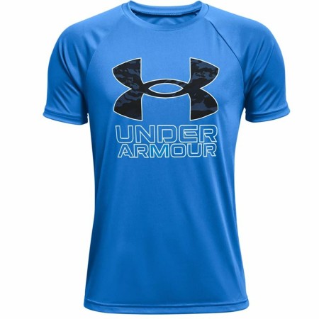 Camisola de Manga Curta Criança Under Armour Tech Hybrid Azul | Tienda24 - Global Online Shop Tienda24.eu