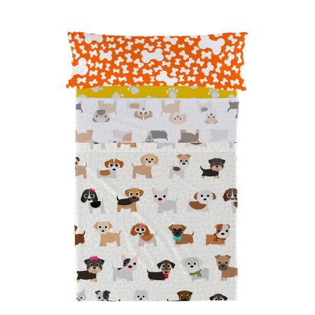 Conjunto de Lençóis HappyFriday Mr Fox Dogs Multicolor Solteiro 2 Peças | Tienda24 - Global Online Shop Tienda24.eu