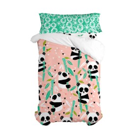 Juego de funda nórdica HappyFriday Moshi Moshi Panda Garden Rosa Cama de 80/90 2 Piezas de HappyFriday, Edredones y fundas pa...