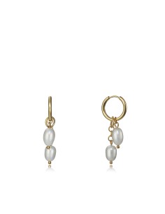 Pendientes Mujer Shabama Lao Latón Bañado en oro Perlas 4 cm | Tienda24 Tienda24.eu