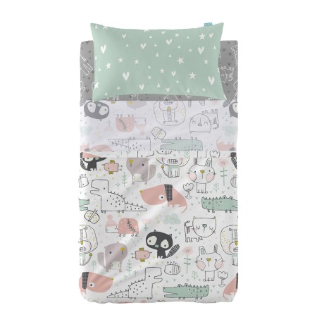 Bedding set HappyFriday Moshi Moshi Best buddies Multicolour Baby Crib 2 Pieces | Tienda24 - Global Online Shop Tienda24.eu