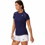 Damen Kurzarm-T-Shirt Asics Court Piping Blau | Tienda24 - Global Online Shop Tienda24.eu