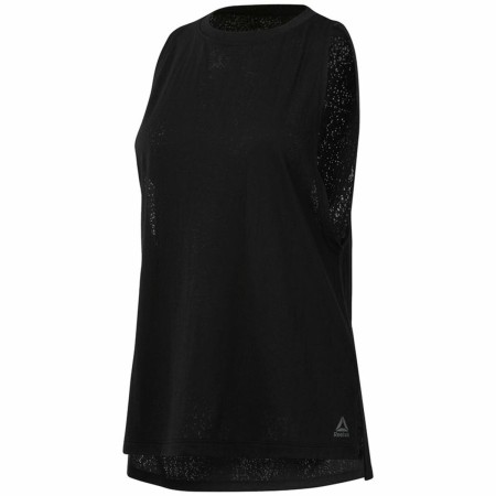 T-Shirt para Mulher sem Mangas Reebok Burnout Preto | Tienda24 - Global Online Shop Tienda24.eu