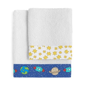 Ensemble de serviettes de toilette HappyFriday Mr Fox Space Rocket Multicouleur 2 Pièces de HappyFriday, Serviettes de bain -...