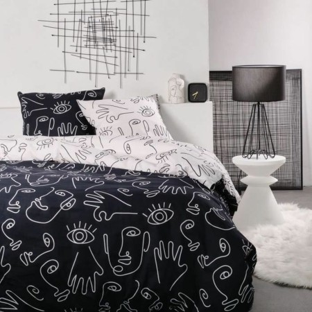 Duvet cover set TODAY faces Black 220 x 240 cm 3 Pieces by TODAY, Quilts and quilt covers - Ref: S71001230, Price: 41,19 €, D...