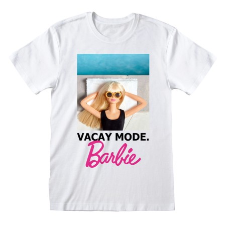 Camisola de Manga Curta Barbie Vacay Mode Branco Unissexo de Barbie, T-shirts - Ref: D0800417, Preço: 23,79 €, Desconto: %