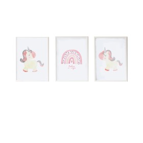 Jeu de 3 tableaux Crochetts Multicouleur Bois MDF 33 x 43 x 2 cm Arc-en-ciel Licorne (3 Pièces) de Crochetts, Décoration mura...