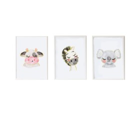 Set of 3 pictures Crochetts Multicolour MDF Wood 33 x 43 x 2 cm Zebra Cow Koala (3 Pieces) by Crochetts, Wall Décor - Ref: D1...