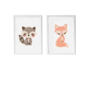 Set of 2 pictures Crochetts Multicolour MDF Wood 33 x 43 x 2 cm Squirrel Fox (2 Pieces) by Crochetts, Wall Décor - Ref: D1615...