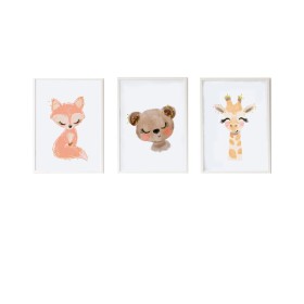 Set of 3 pictures Crochetts Multicolour MDF Wood 33 x 43 x 2 cm Bear Giraffe Fox (3 Pieces) by Crochetts, Wall Décor - Ref: D...