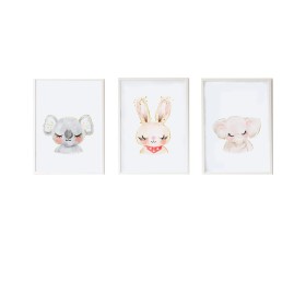 Set of 3 pictures Crochetts Multicolour MDF Wood 33 x 43 x 2 cm Elephant Koala Rabbit (3 Pieces) by Crochetts, Wall Décor - R...