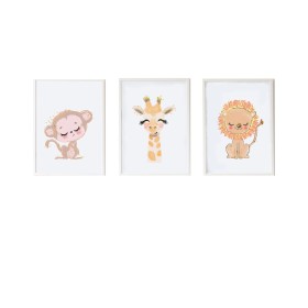 Set of 3 pictures Crochetts Multicolour MDF Wood 33 x 43 x 2 cm Giraffe Lion Monkey (3 Pieces) by Crochetts, Wall Décor - Ref...