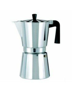 Cafetera Italiana Negro Plateado Acero 6 Tazas | Tienda24 Tienda24.eu