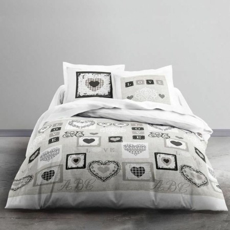 Bedding set TODAY Hearts White Double bed 240 x 260 cm by TODAY, Sheets and pillowcases - Ref: S7109833, Price: 45,45 €, Disc...