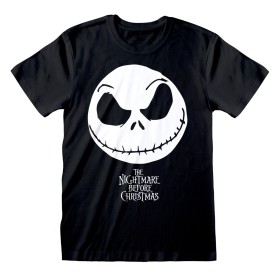 Camisola de Manga Curta The Nightmare Before Christmas Jack Face Preto Unissexo de The Nightmare Before Christmas, T-shirts -...