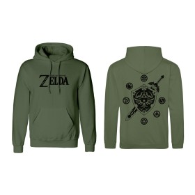 Felpa con Cappuccio Unisex The Legend of Zelda Logo and Shield Verde di The Legend of Zelda, Felpe - Rif: D0800449, Prezzo: 4...