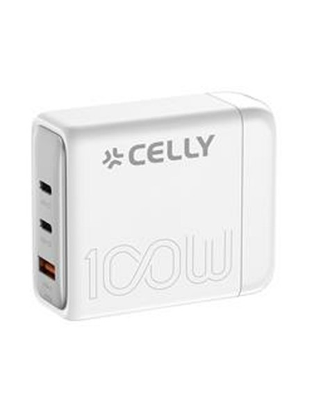 Chargeur mural Celly PS3GAN100WWH Blanc 100 W | Tienda24 Tienda24.eu