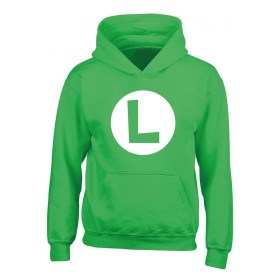 Sweat à capuche unisex Super Mario Luigi Badge Vert de Super Mario, Sweatshirts - Réf : D0800453, Prix : 39,17 €, Remise : %