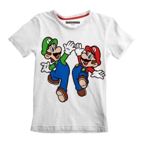 Camiseta de Manga Corta Infantil Super Mario Mario and Luigi Blanco de Super Mario, Camisetas de manga corta - Ref: D0800456,...