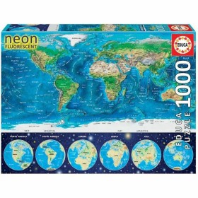 Puzzle Educa World Map Neon 16760.0 1000 Pezzi di Educa, Puzzle classici - Rif: S7124006, Prezzo: 33,01 €, Sconto: %