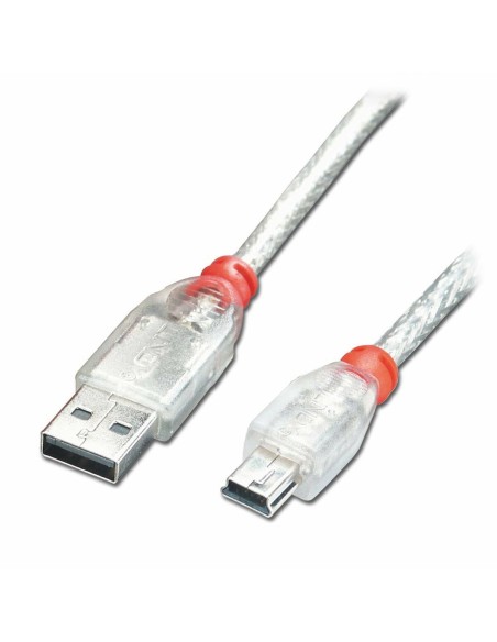 USB 2.0 A to Mini USB B Cable LINDY 41782 Grey Transparent 1 m | Tienda24 Tienda24.eu