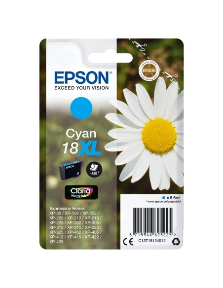 Tinteiro de Tinta Original Epson C13T18124022 Azul escuro Ciano | Tienda24 Tienda24.eu