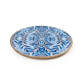 Plateau apéritif Romimex Bleu Blanc Bois de manguier Ronde 30 x 2 x 30 cm de Romimex, Plats et plateaux - Réf : D1616170, Pri...