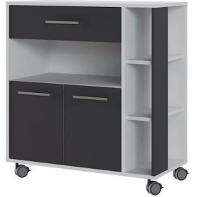 Carro de Cozinha Eco Trolley Melamina ABS Branco/Cinzento (80 x 39 x 87 cm) de BigBuy Home, Módulos - Ref: S7152316, Preço: 1...