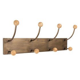 Wall mounted coat hanger Romimex Brown Metal Pine 51 x 19 x 13 cm by Romimex, Coat Racks - Ref: D1616450, Price: 34,03 €, Dis...