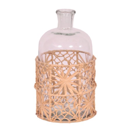 Bottle Romimex Brown Transparent Raffia Glass 14 x 26 x 14 cm by Romimex, Ornaments - Ref: D1616644, Price: 25,03 €, Discount: %