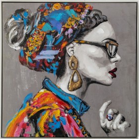 Oil Painting Romimex polystyrene Canvas Lady 100 x 100 x 4 cm by Romimex, Paintings - Ref: D1616656, Price: 155,11 €, Discoun...